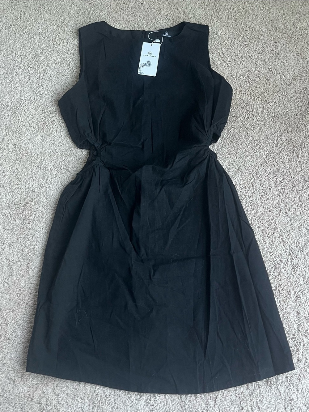 Sleeveless Black Women's Dress with Side Cut Outs